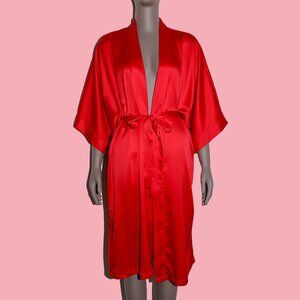 Victoria's Secret Red Satin Sexy Robe Size Small Womens Luxurious Kimono Robe